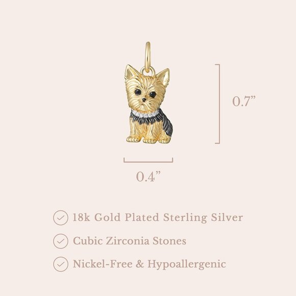 Sterling Gold Puppy breed charm plated option cube zirconia Necklace Jewelry - Picture 2 of 3